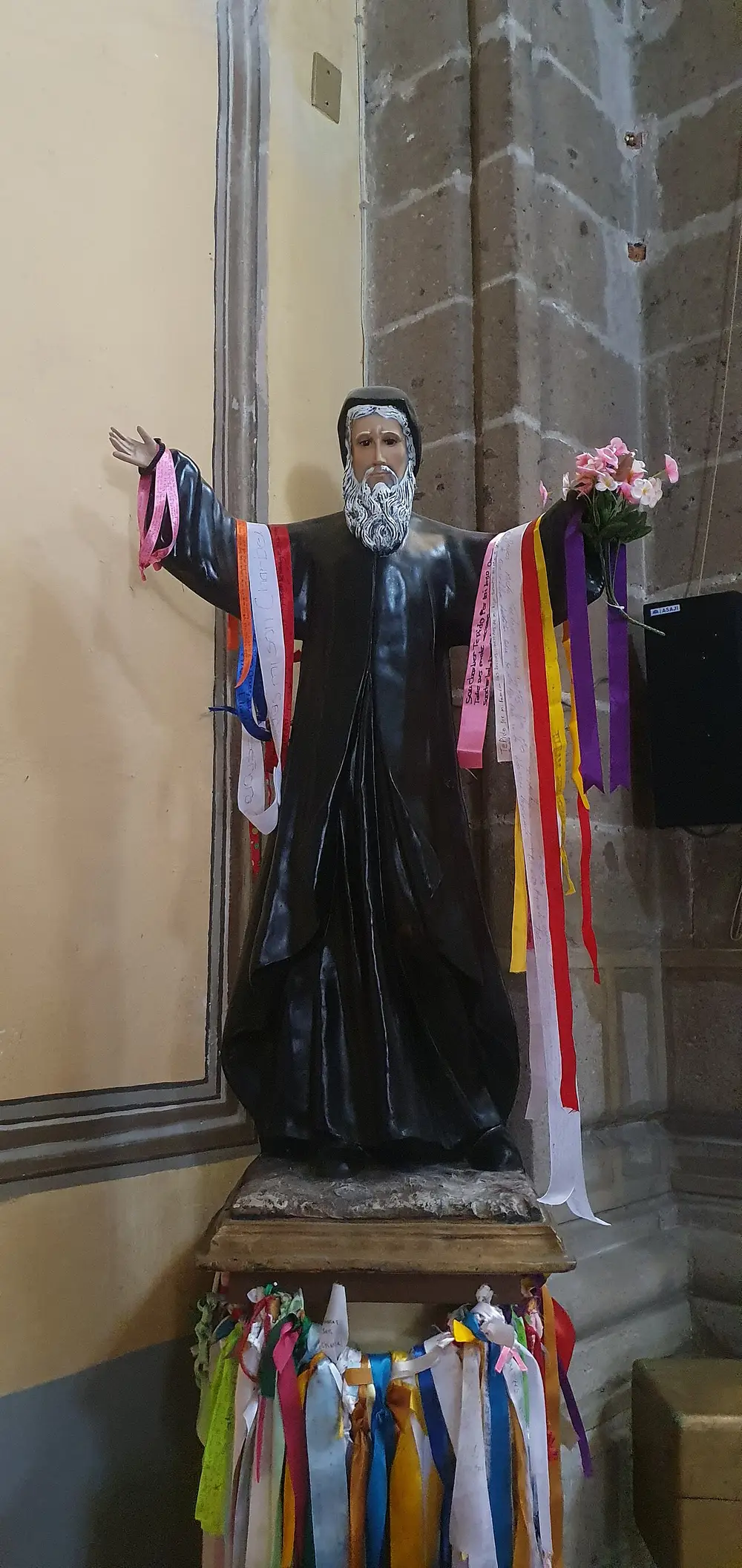 A statue of Saint Charbel Makhlouf in Santa Inés Church, Mexico City
