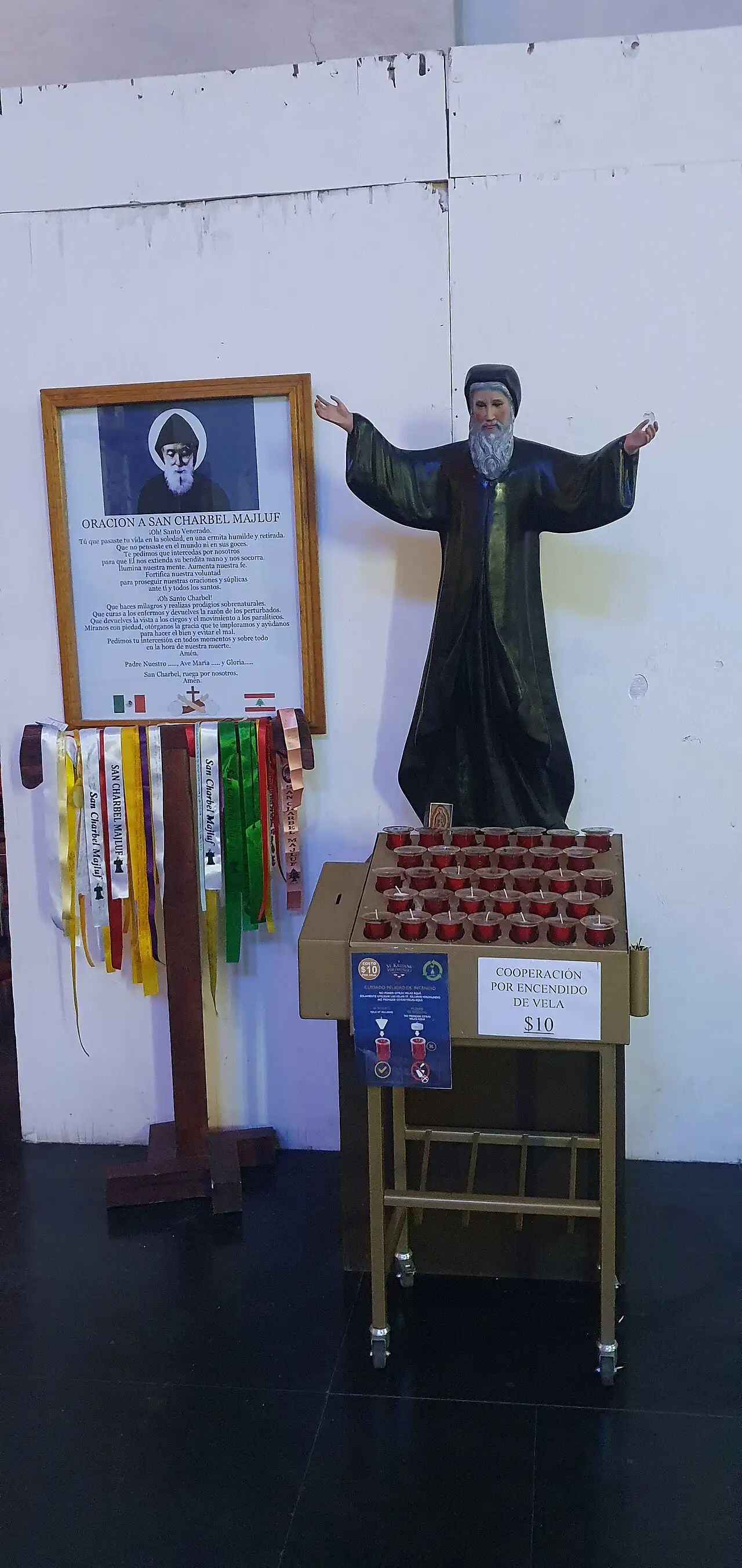 A statue of Saint Charbel in the Church of Santiago Tlatelolco, Mexico City