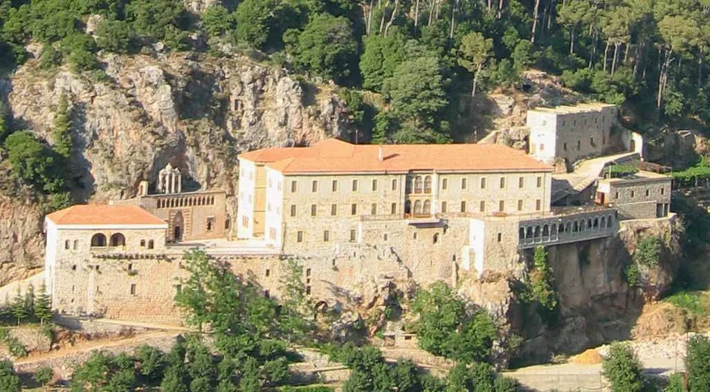 The Monastery of Saint Anthony of Qozhaya built against the cliff wall of the Qadisha Valley