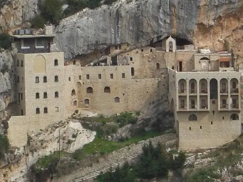 The Monastery of Our Lady of Hamatoura on its cliff in north Lebanon
