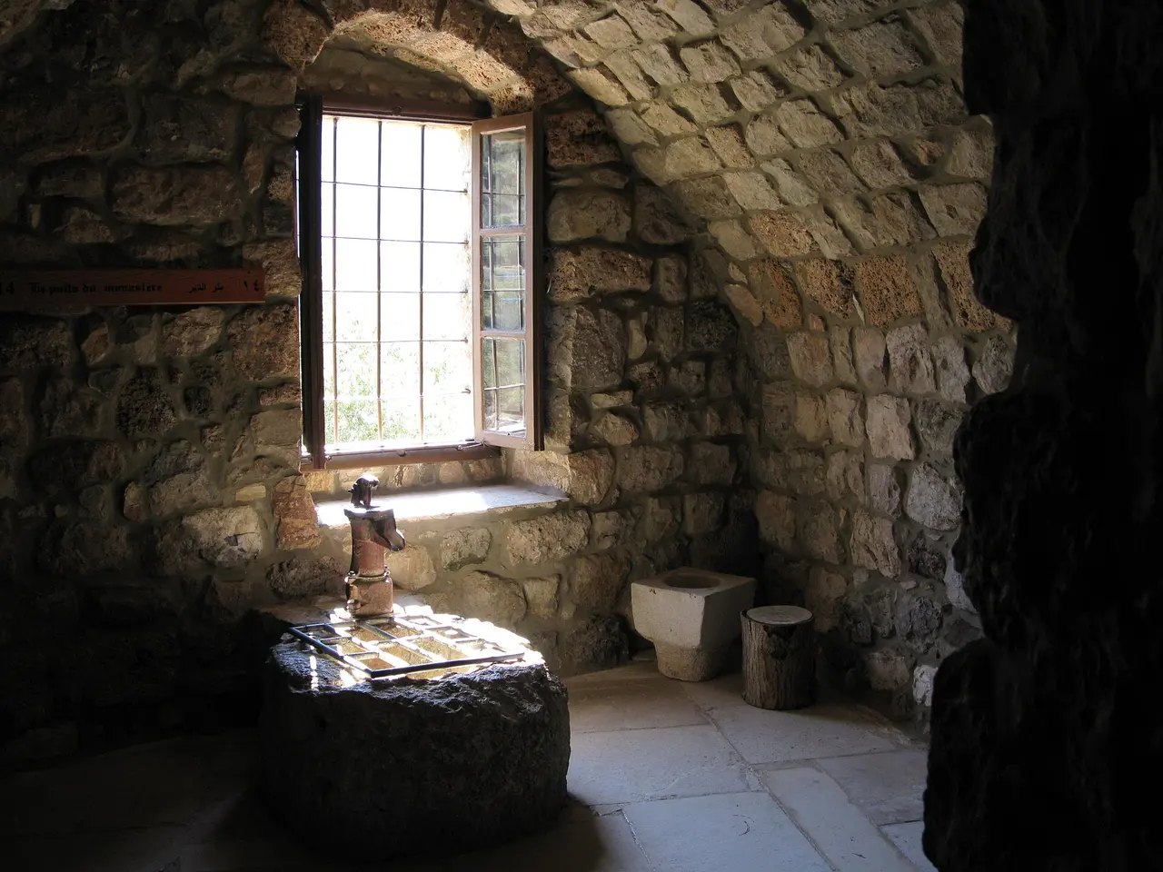 A simple stone monk's cell in the Monastery of Deir Mar Elisha, Qadisha Valley