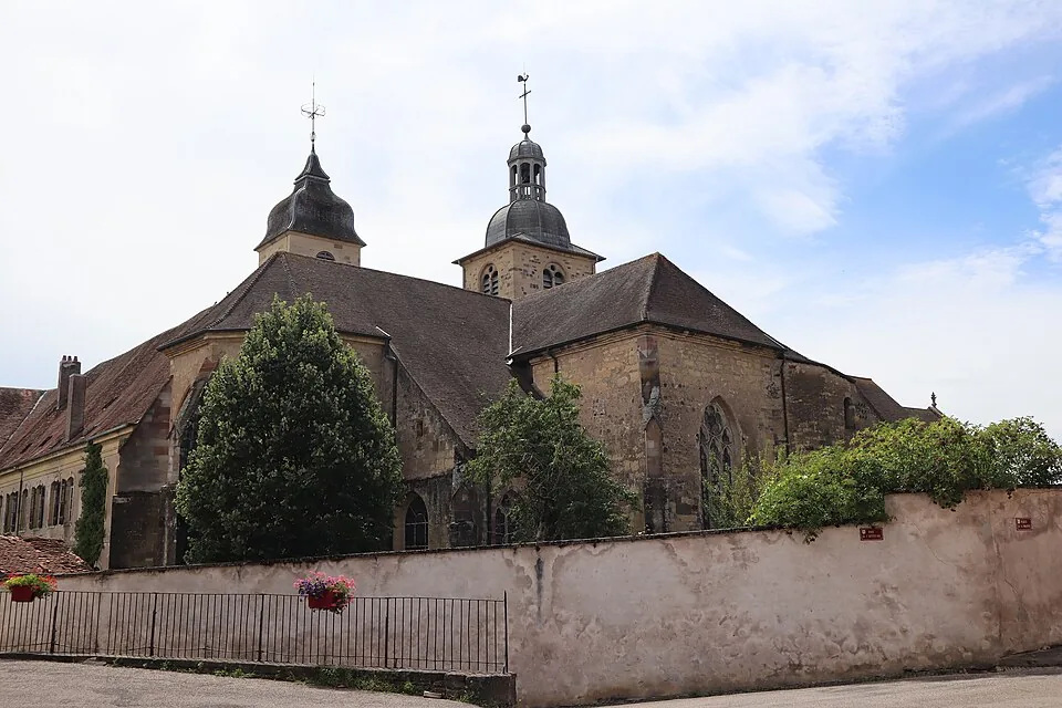 Exterior of the abbey church of Notre-Dame at Faverney, France