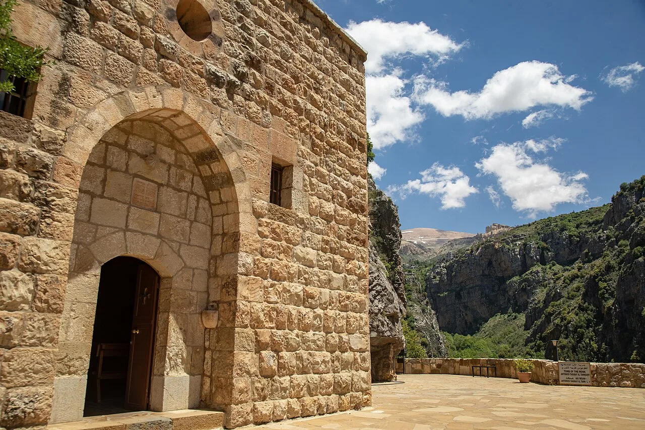 The church of the Monastery of Qannoubine, carved into the Qadisha Valley cliff