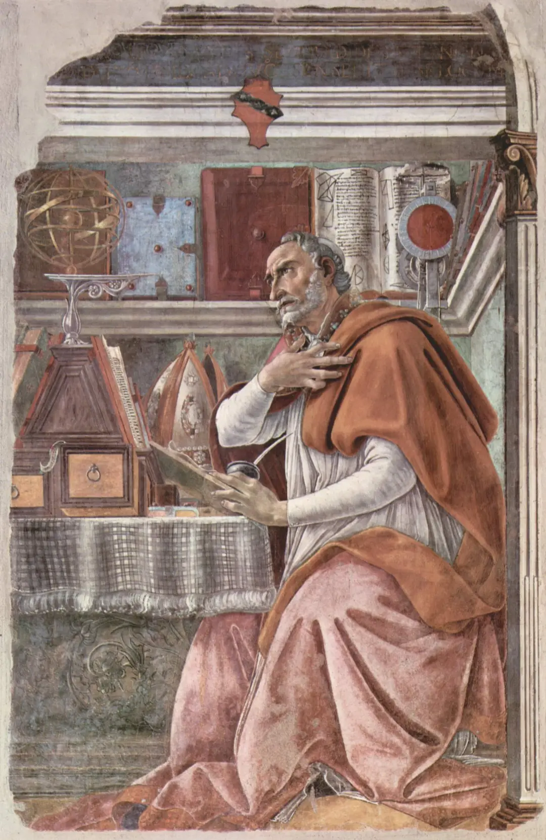 Saint Augustine in his study, reading - Botticelli's 1480 fresco